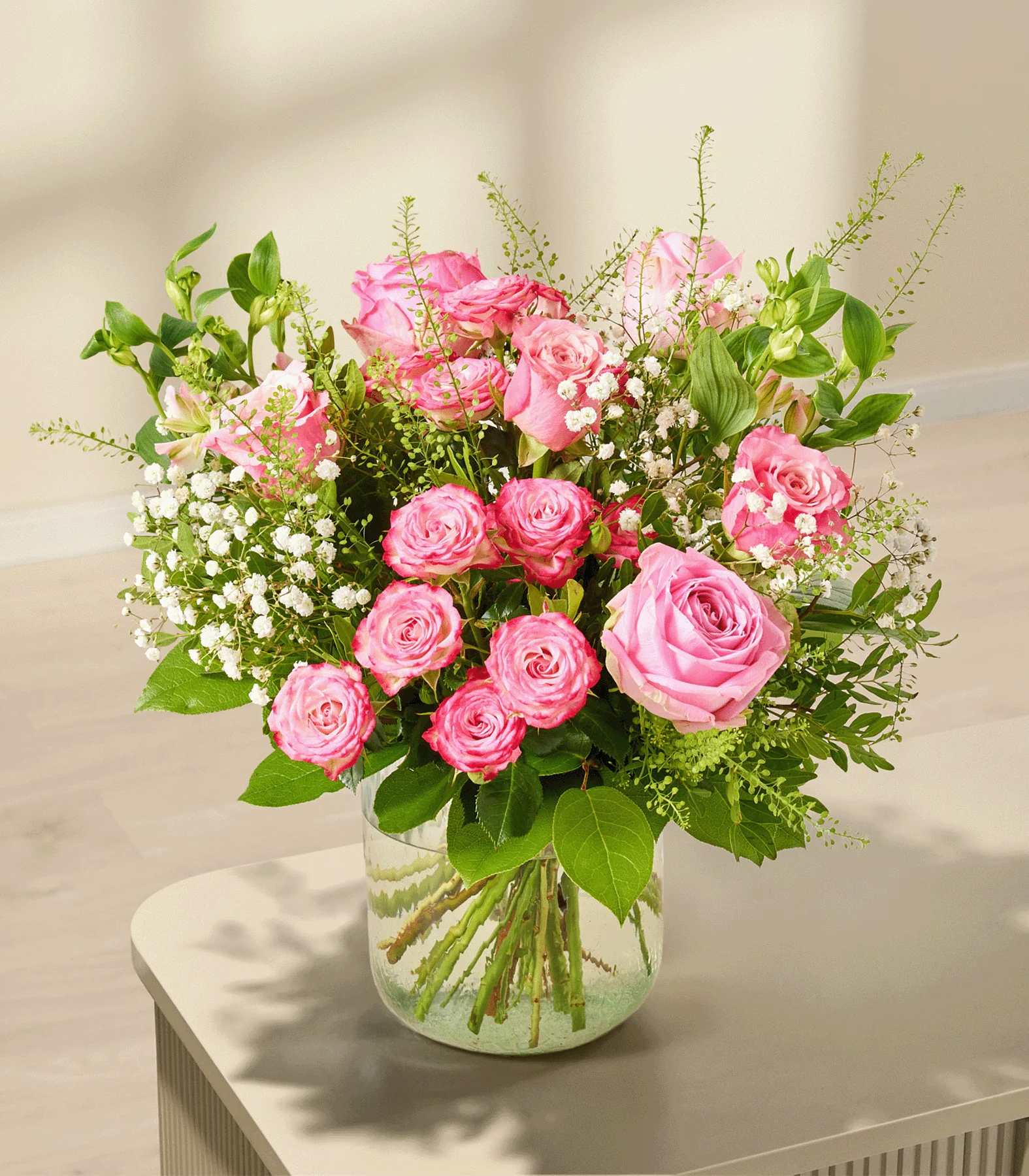 Blumenstrauß „Lieblingsmensch M“ in Rosé und Pink für 29,99 Euro