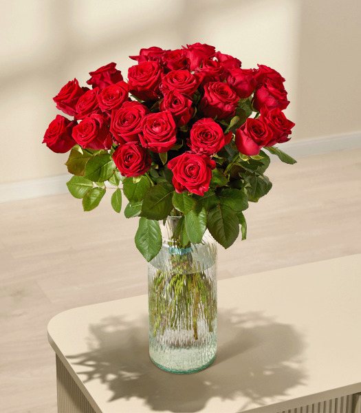 25 rote Premium-Rosen als ausdrucksstarker Blumenstrauß